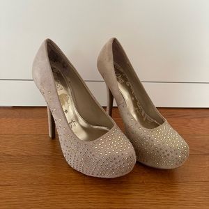 Nude heels with rhinestones